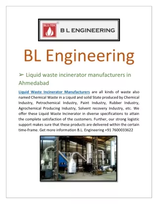 Liquid waste incinerator manufacturers in Ahmedabad & Rotary kiln incinerator manufacturers PDF June 3-converted
