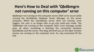 here s how to deal with qbdbmgrn not running on this computer error