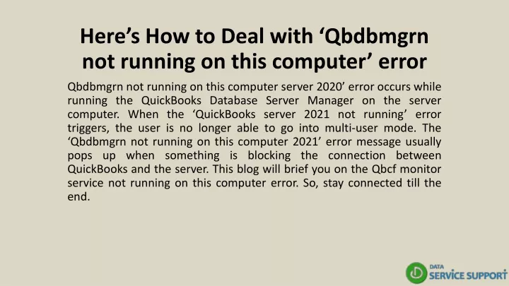 here s how to deal with qbdbmgrn not running on this computer error