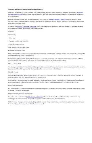 workforce management industrial engineering
