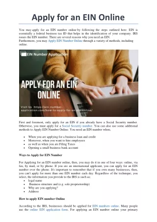 apply for an ein online