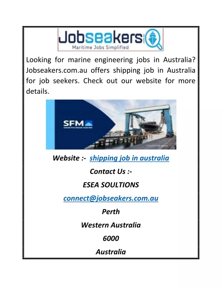 looking for marine engineering jobs in australia