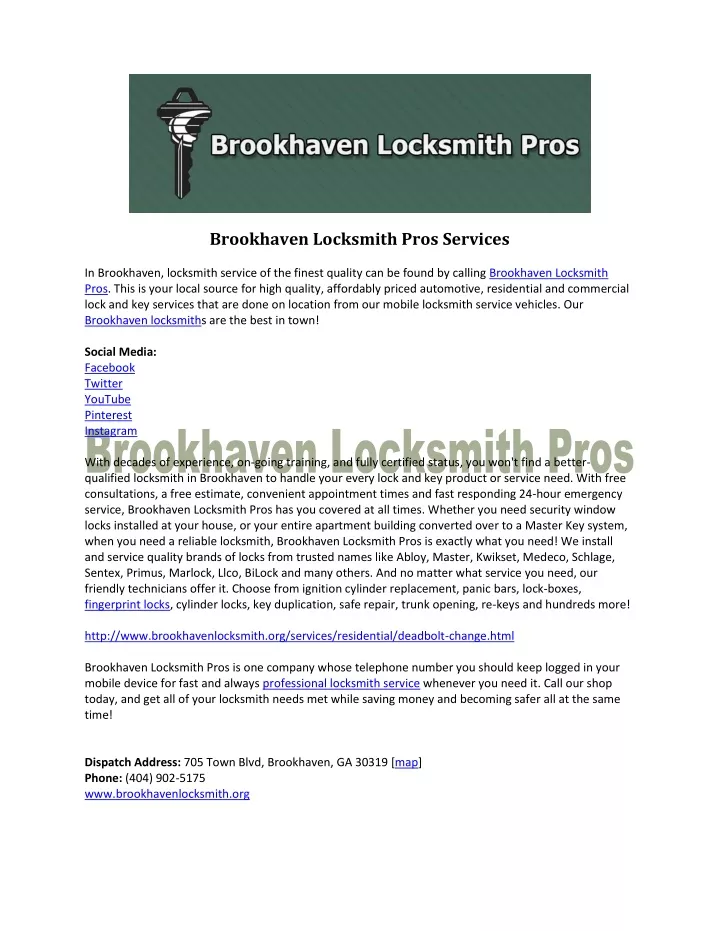 brookhaven locksmith pros services