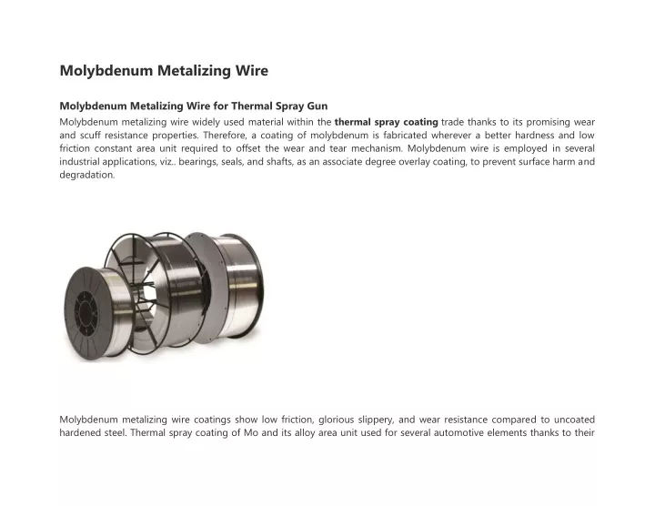 molybdenum metalizing wire