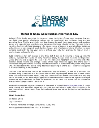 Things to Know About Dubai Inheritance Law