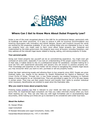 Where Can I Get to Know More About Dubai Property Law