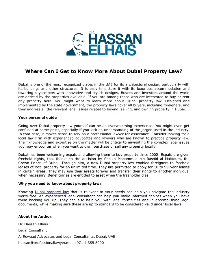 where can i get to know more about dubai property