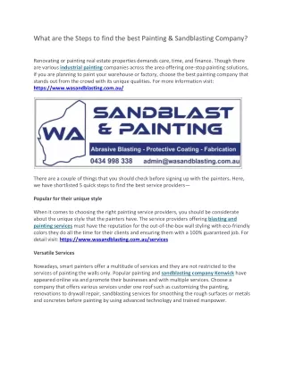 What are the Steps to find the best Painting Sandblasting Company?