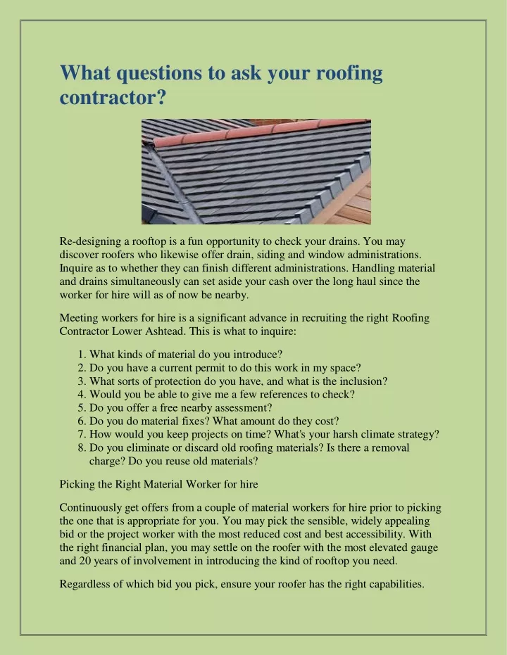 what questions to ask your roofing contractor