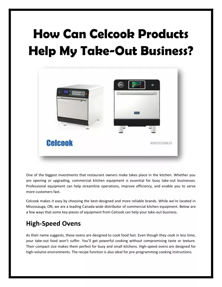 how can celcook products help my take out business