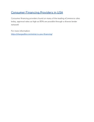consumer financing providers in usa
