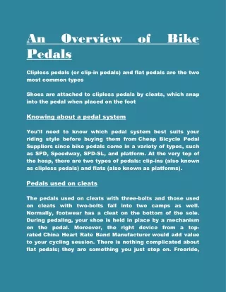 An Overview of Bike Pedals