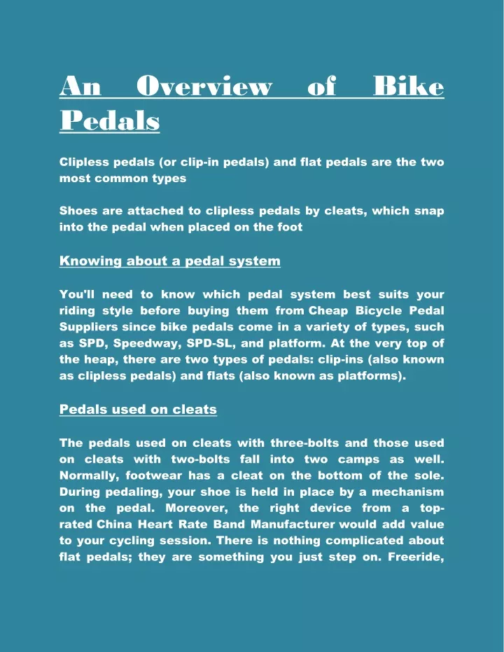 an overview of bike pedals