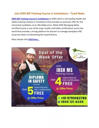 iosh ms training course in coimbatore