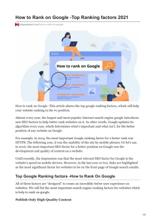 How to Rank on Google -Top Ranking factors 2021