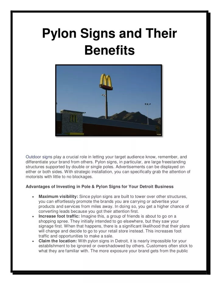 pylon signs and their benefits