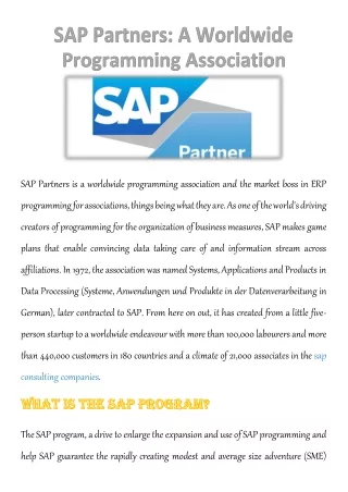 sap partners is a worldwide programming