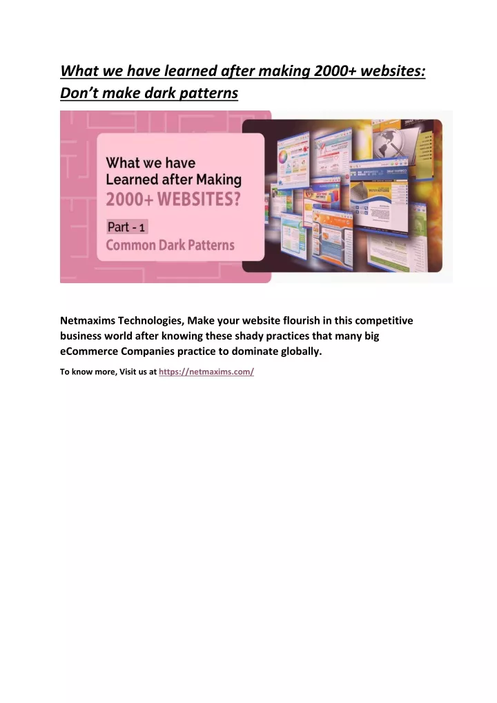 what we have learned after making 2000 websites