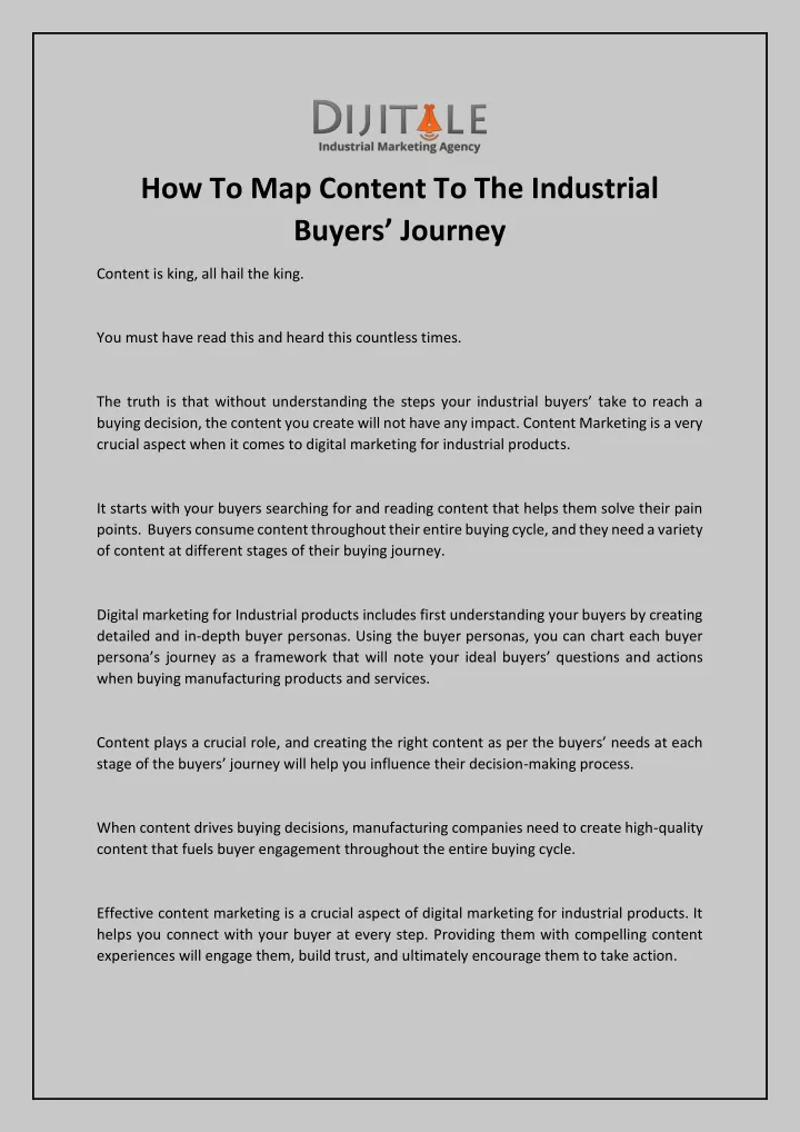 how to map content to the industrial buyers