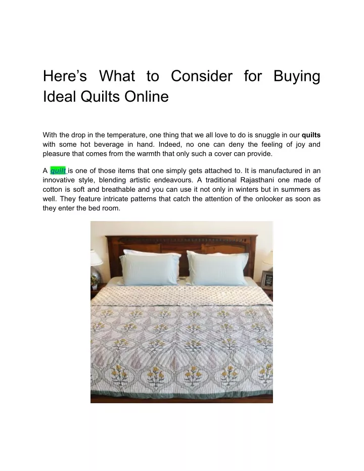 here s what to consider for buying ideal quilts