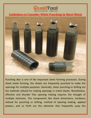 Guidelines to Consider While Punching in Sheet Metal