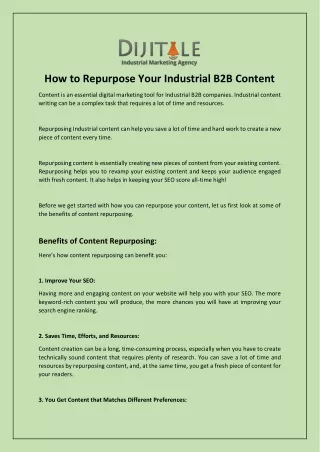 How to Repurpose Your Industrial B2B Content