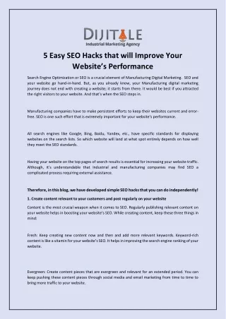 5 Easy SEO Hacks that will Improve Your Website