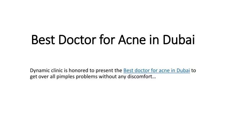 best doctor for acne in dubai