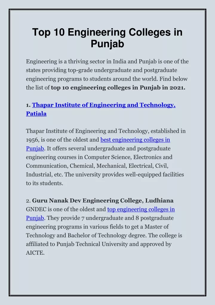 top 10 engineering colleges in punjab