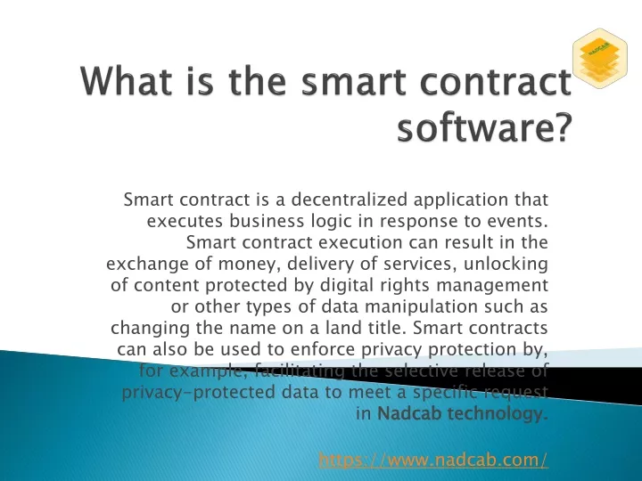smart contract is a decentralized application