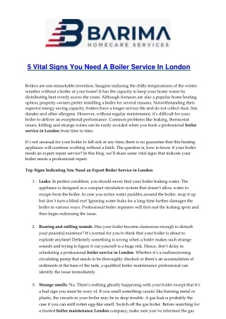 5 Vital Signs You Need a Boiler Service in London