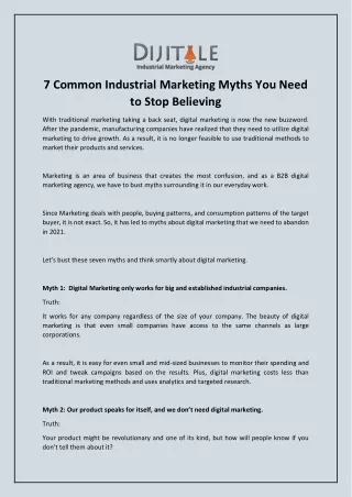 7 Common Industrial Marketing Myths You Need to Stop Believing