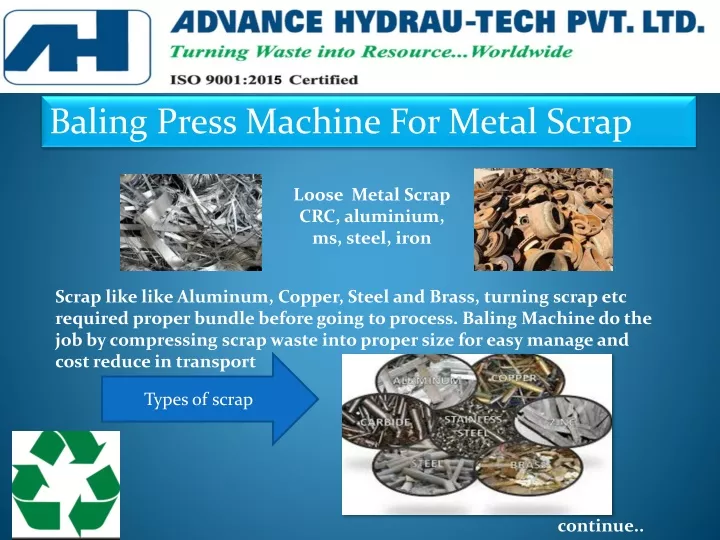 baling press machine for metal scrap