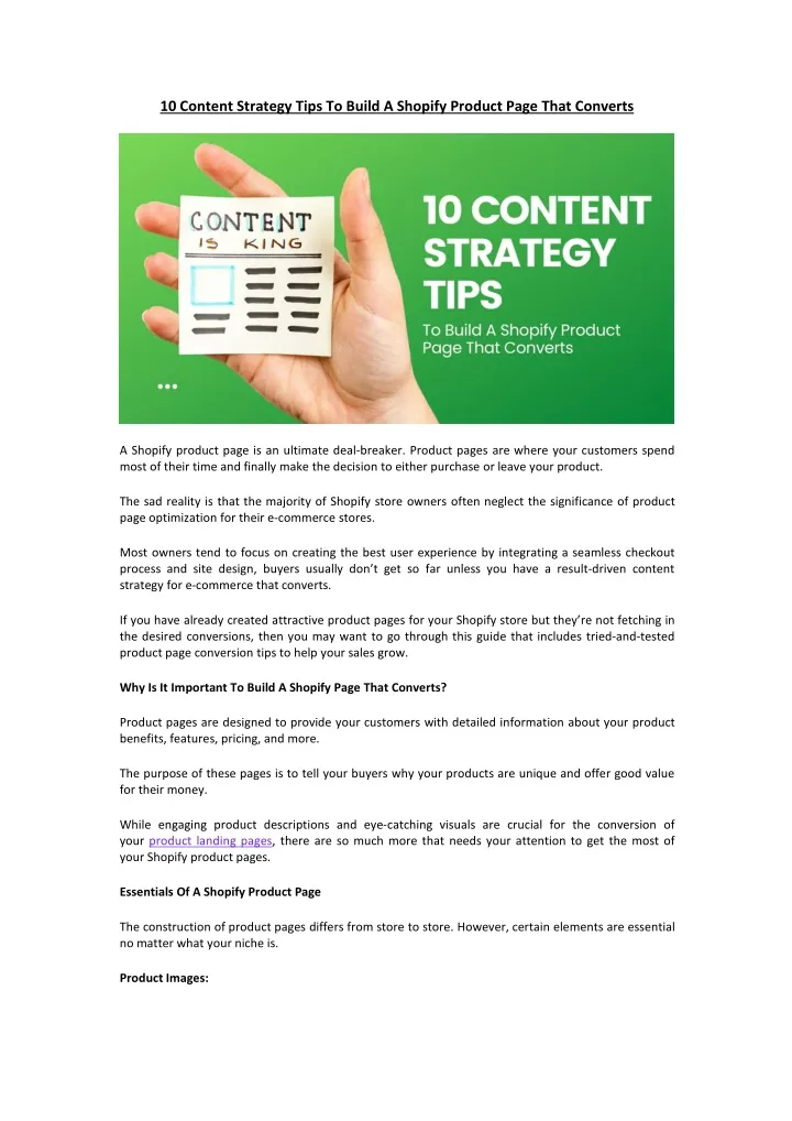 10 content strategy tips to build a shopify