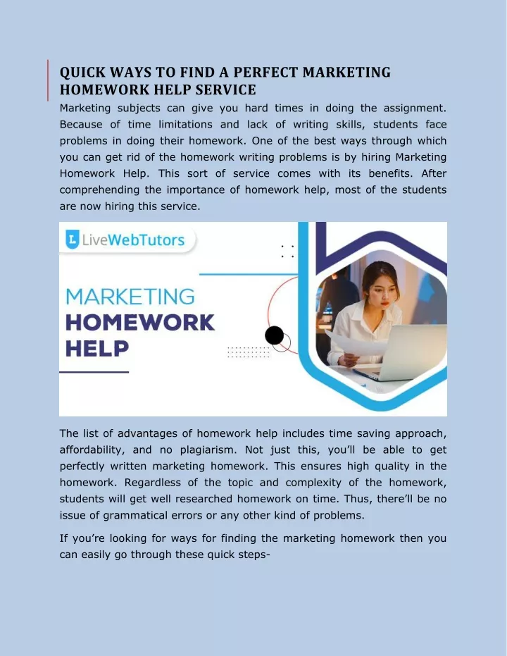 quick ways to find a perfect marketing homework
