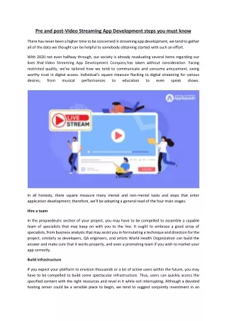 Pre and post-Video Streaming App Development steps you must know