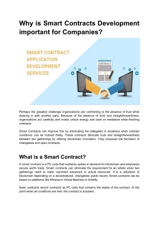 why is smart contracts development important