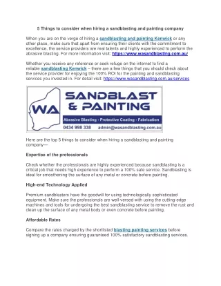 5 Things to consider when hiring a sandblasting and painting company