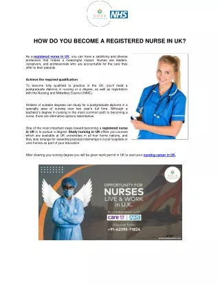 Registered Nurse in UK