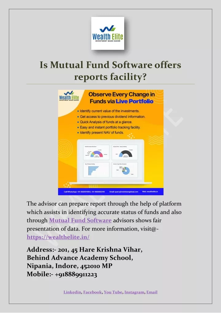 is mutual fund software offers reports facility