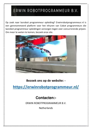 Lasrobot programmeur opleiding | Erwinrobotprogrammeur.nl