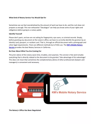 What kind of Notary Service You Would Opt for