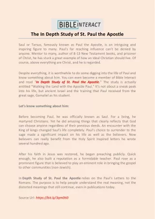 the in depth study of st paul the apostle