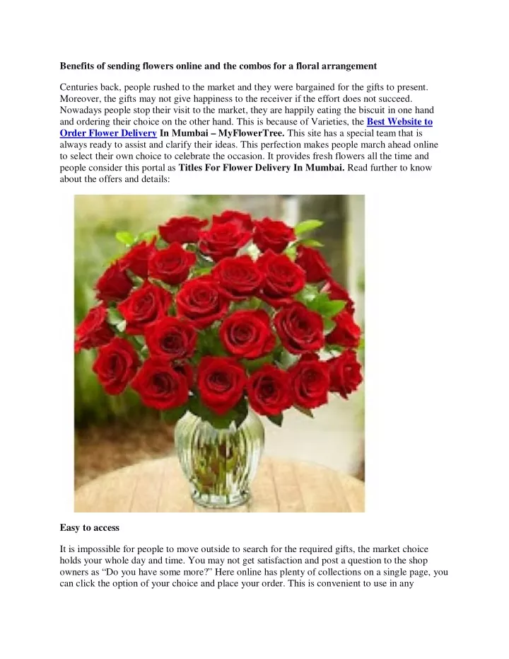 benefits of sending flowers online and the combos