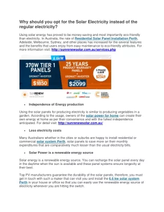 why should you opt for the solar electricity