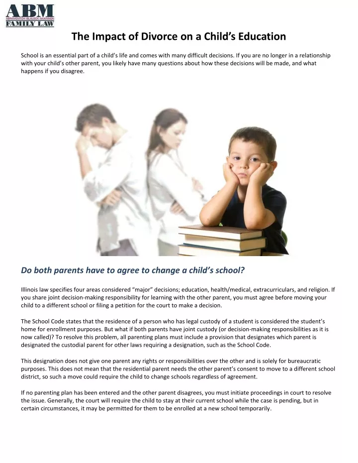 the impact of divorce on a child s education