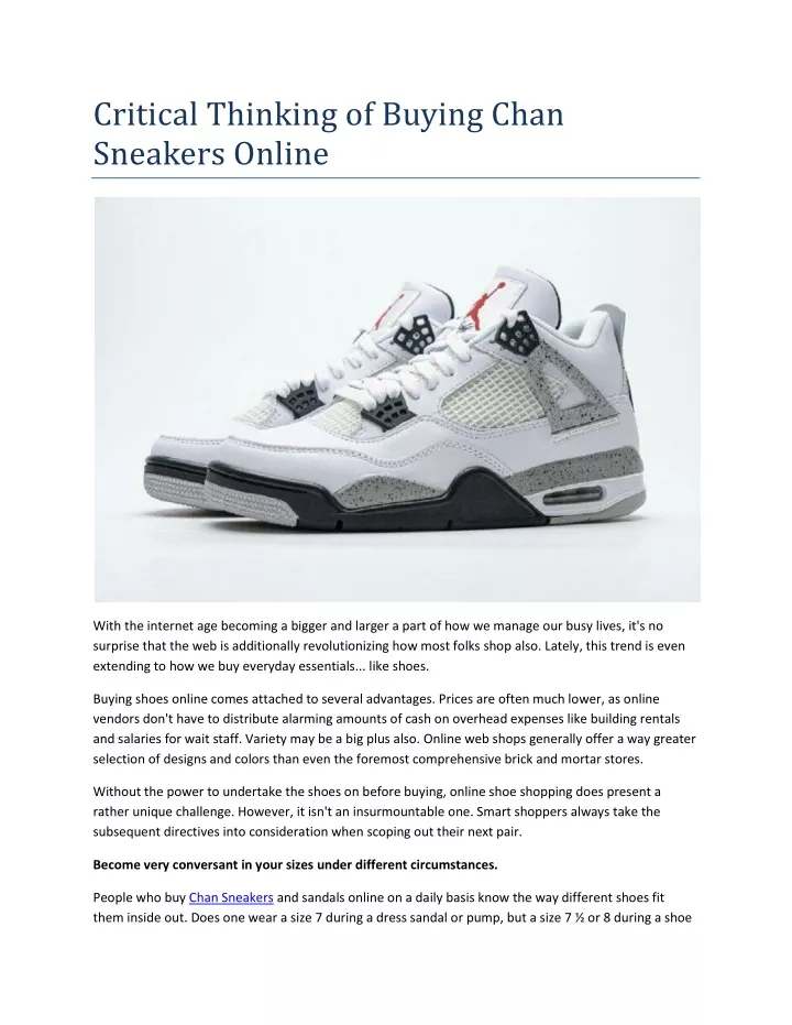 critical thinking of buying chan sneakers online