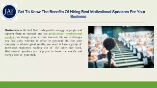 Get To Know The Benefits of Availing The Services of a Motivational Speaker