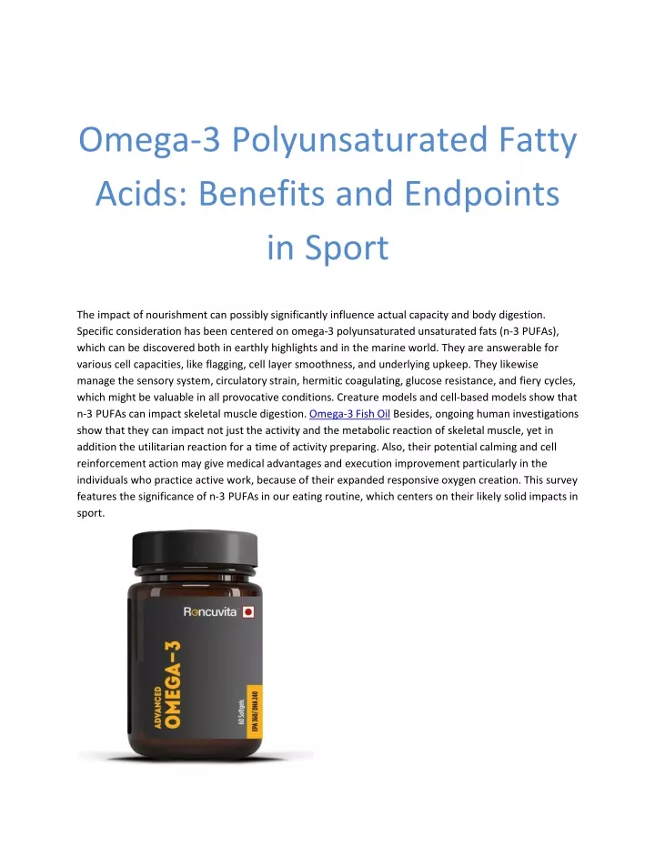 omega 3 polyunsaturated fatty acids benefits and endpoints in sport