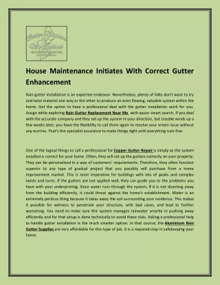 house maintenance initiates with correct gutter